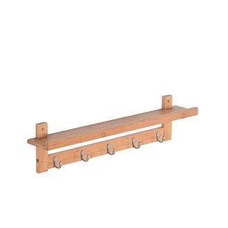 Bamboo wall rack with hooks