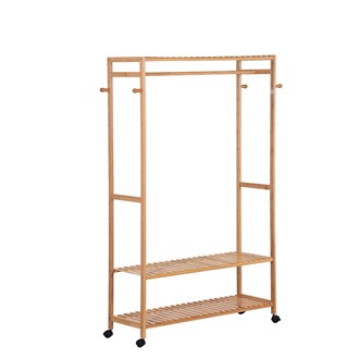 Bamboo Clothes Rack With Wheels 