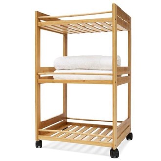 Bamboo 3-Tier Trolley with wheels