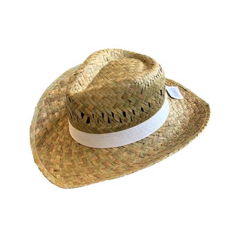 Flax Cowboy Hat White Band